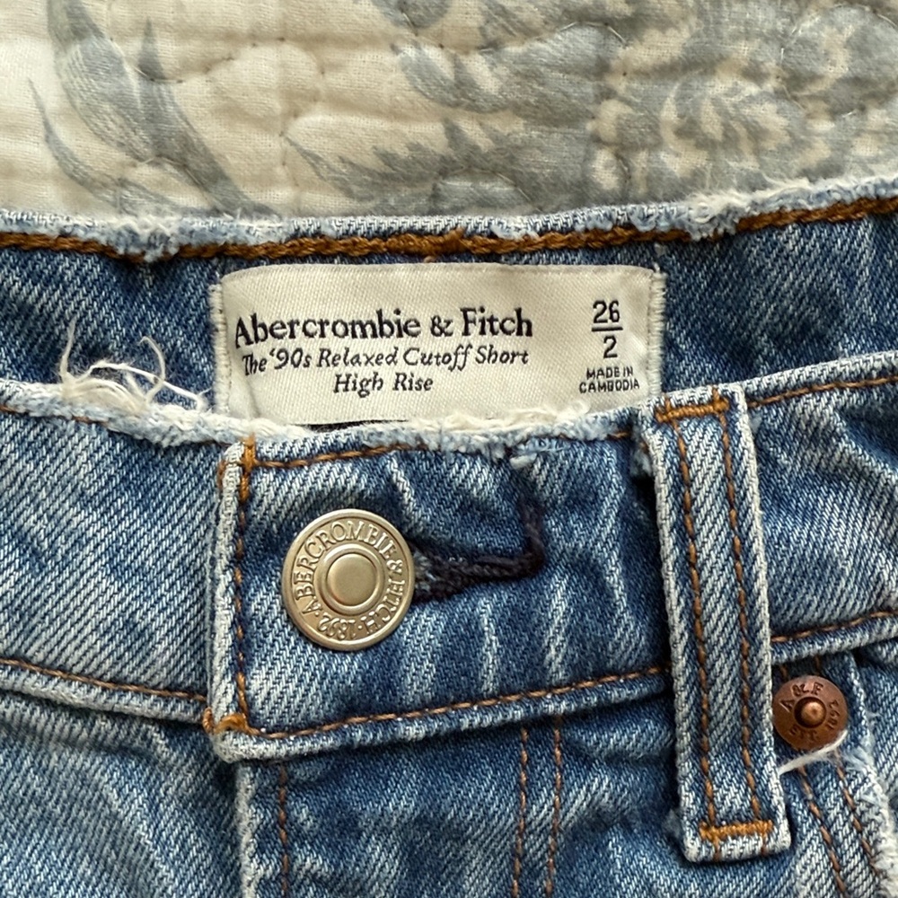 Abercrombie & Fitch Light Blue Distressed Jean Shorts - Picture 2 of 3